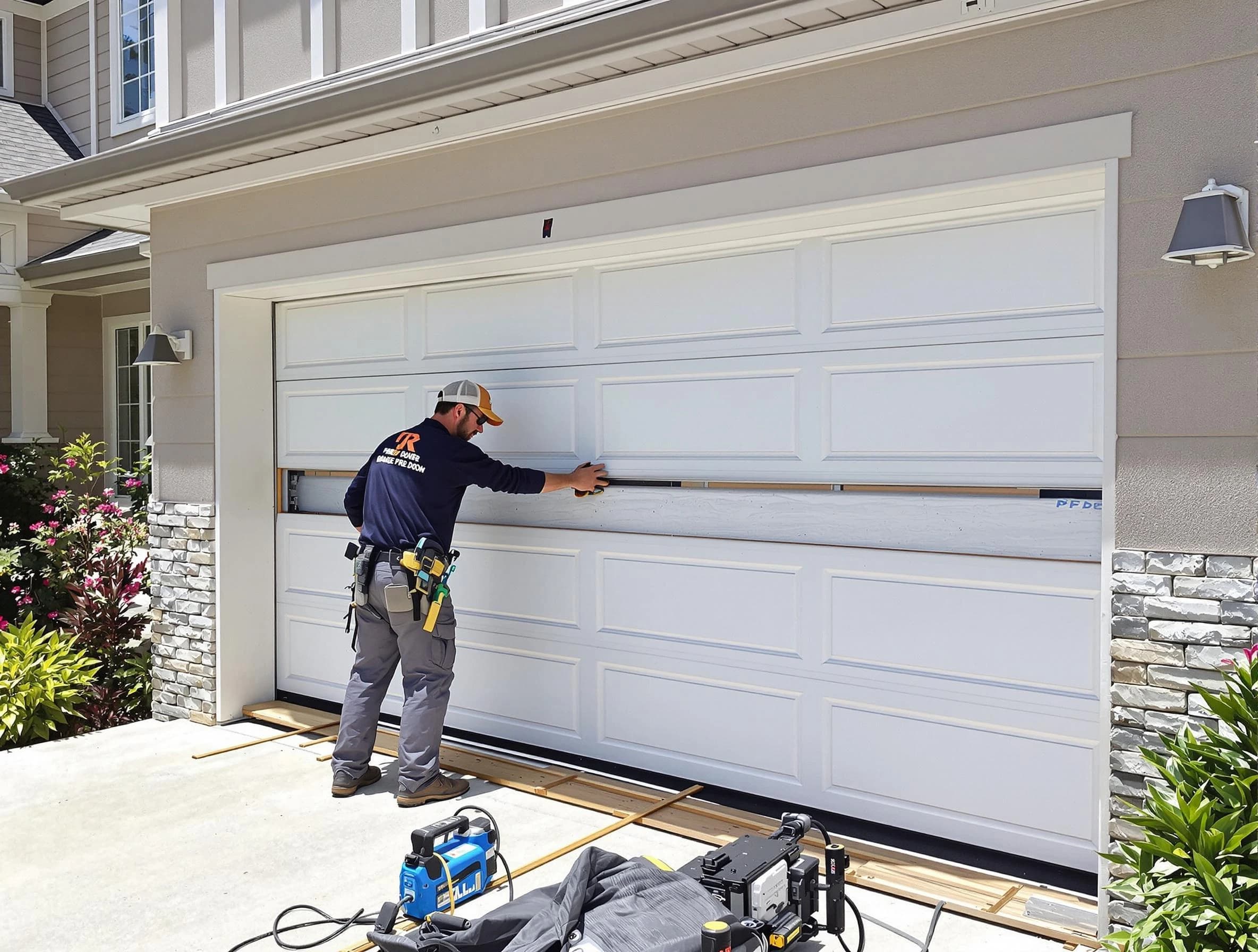 Odenville Garage Door Repair team performing complete garage door replacement at Odenville residence