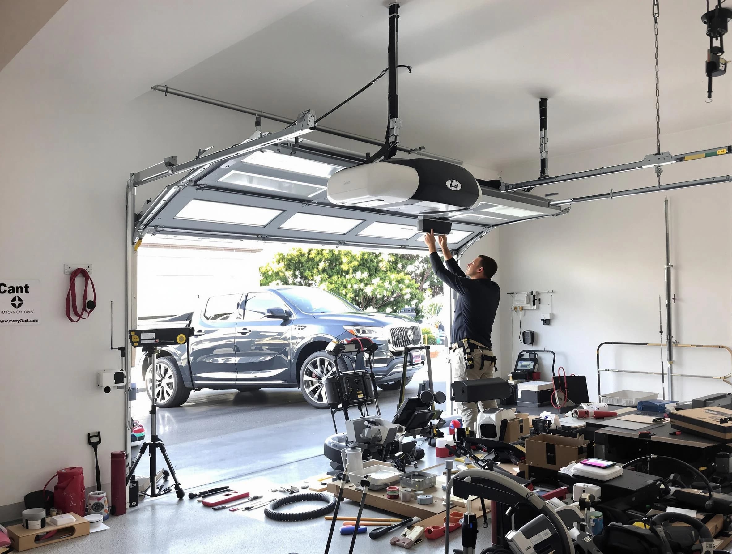 Odenville Garage Door Repair specialist installing smart garage door opener system in Odenville home