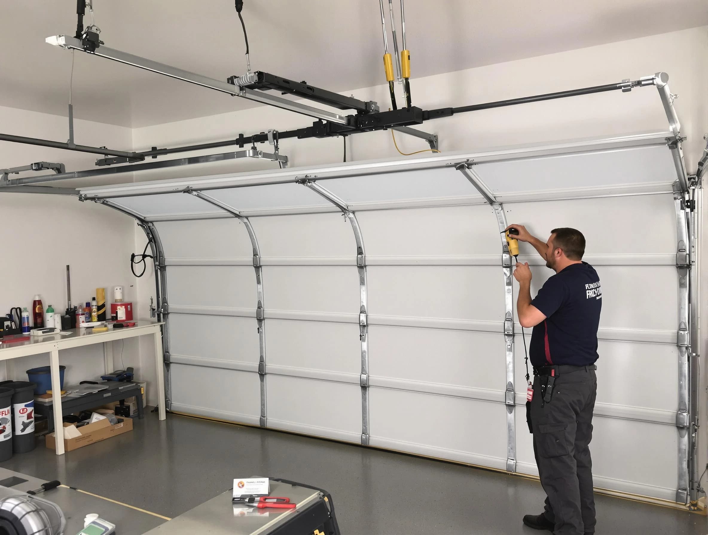 Odenville Garage Door Repair certified technician performing overhead door system repair in Odenville
