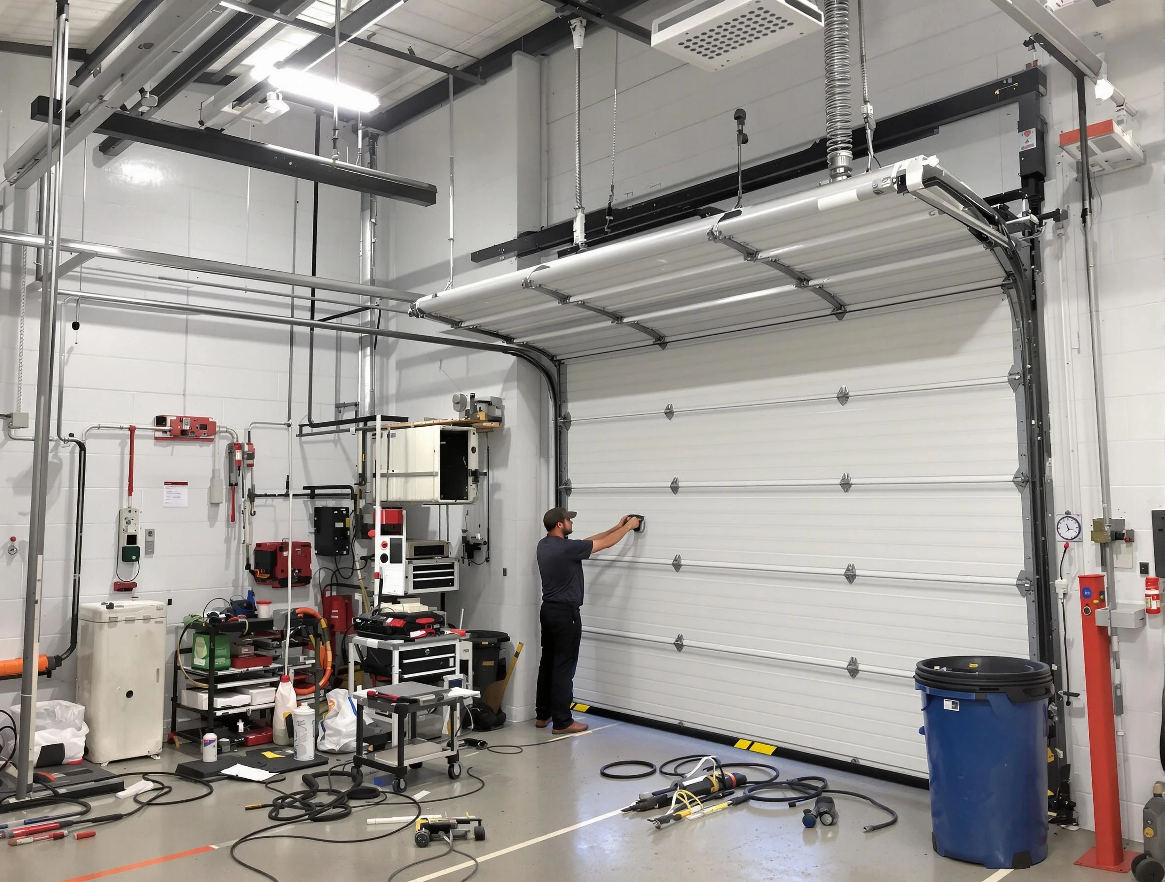 Odenville Garage Door Repair certified technician performing commercial door repair at a Odenville business facility